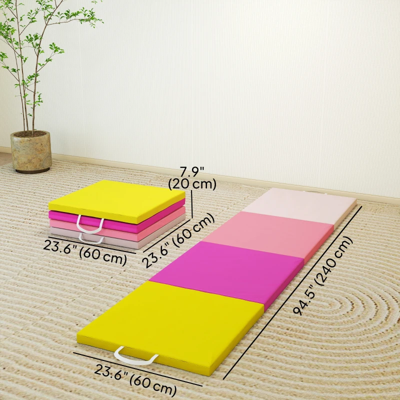 Soozier 8ft Folding Gymnastics Mat, Thick Exercise Mat with Carry Handles for Home Gym Yoga Aerobics Fitness Training