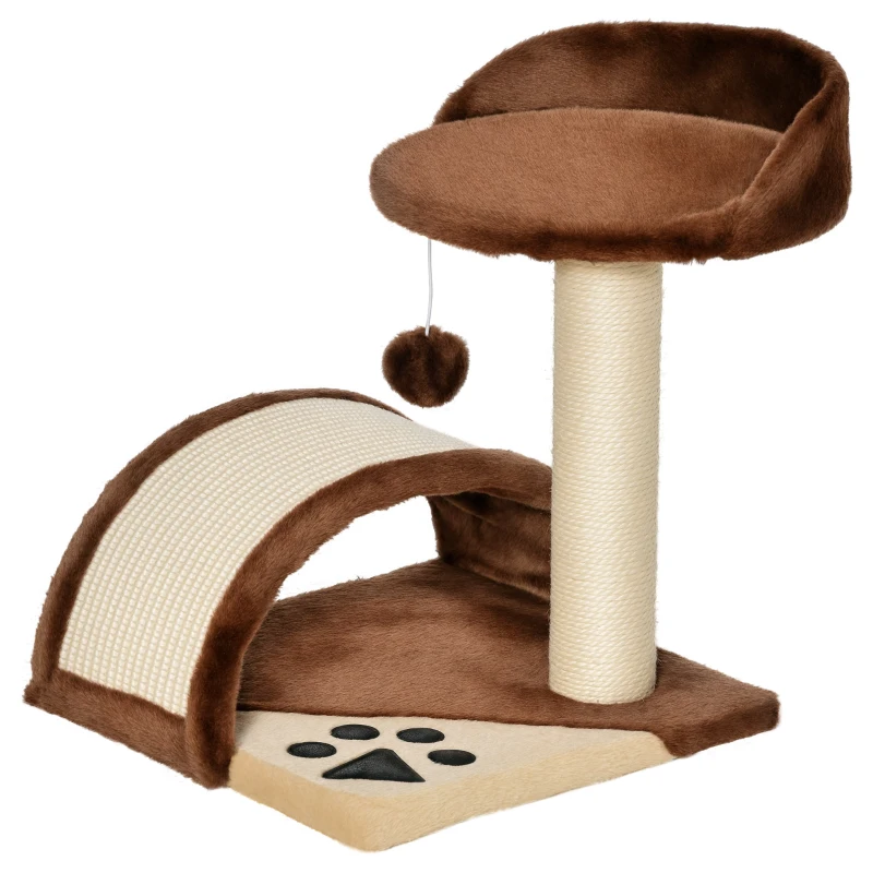 PawHut 18" Cat Tree Scratching Kitty House Kitten Activity Centre Pet Bed Post Furniture with Hanging Toy (Brown)