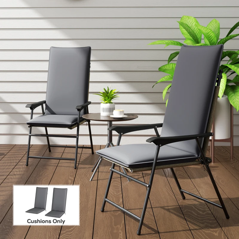 Outsunny Outdoor Chair Cushions Set of 2 High Back Patio Seat Cushions UPF50+ Fade Resistant Yarn-Dyed Polyester, Dark Grey