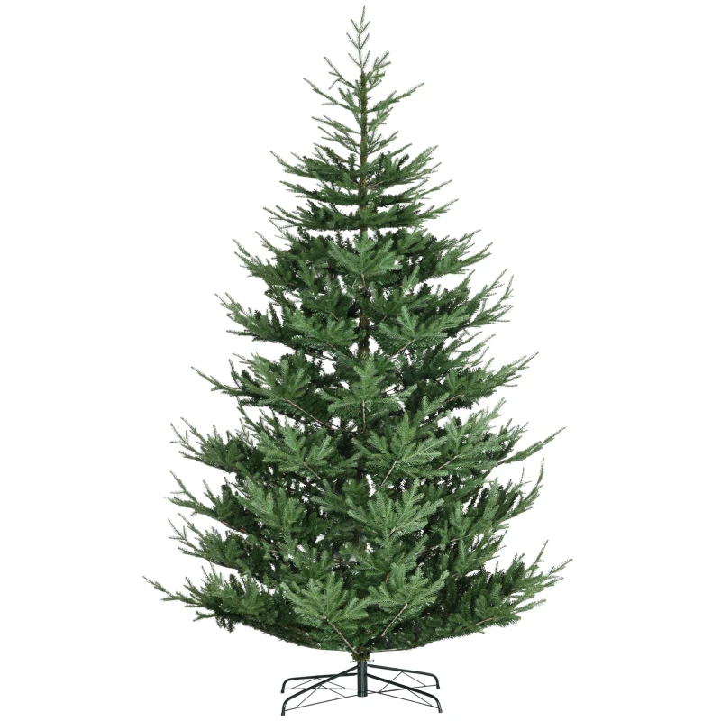 HOMCOM 9ft Artificial Christmas Tree, Wide Pine Holidy Decor, Hinged Xmas Tree with 1939 Tips, Metal Base, Green
