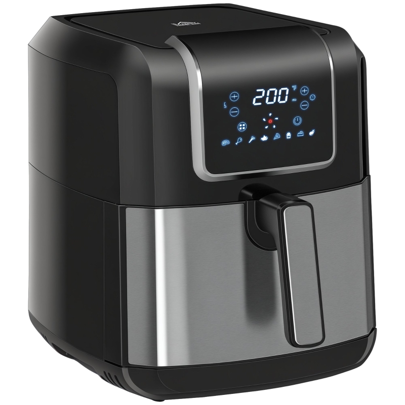HOMCOM Air Fryer, 1700W 6.9 Quart Air Fryers Oven with Digital Display, 360° Air Circulation, Adjustable Temperature, Timer and Nonstick Basket for Oil Less or Low Fat Cooking, Black