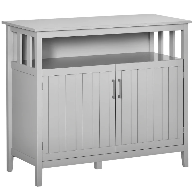 HOMCOM Sideboard Buffet Cabinet, Coffee Bar Cabinet with 2 Doors and Adjustable Shelves for Kitchen Entryway Living Room, Gray