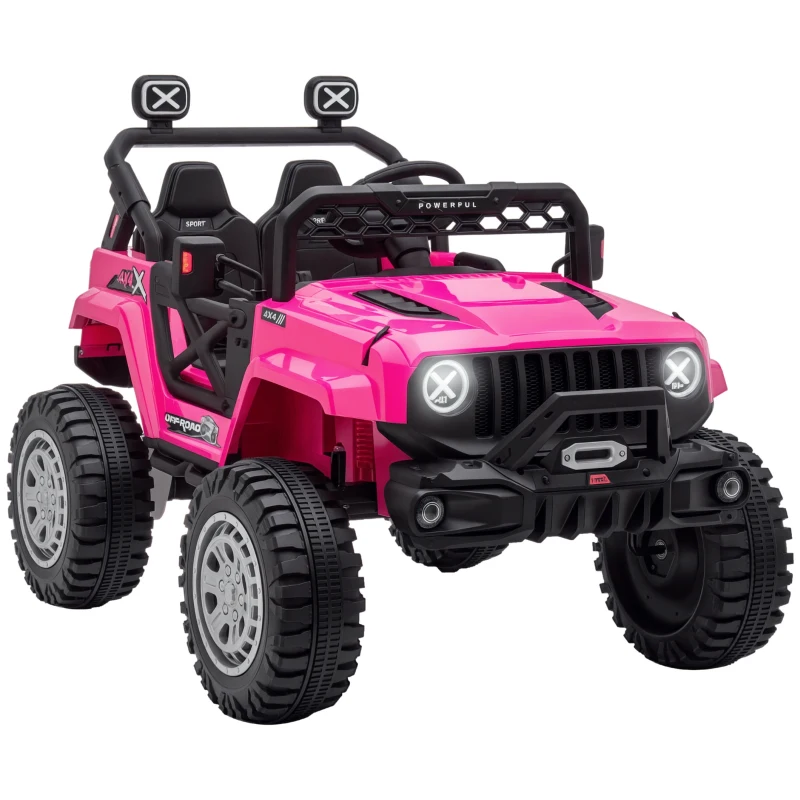 Aosom 12V Kids Ride on Car with Remote Control, Battery-Operated Ride on Toy with Spring Suspension, Led Lights, Music, Horn, 3 Speeds, USB, MP3, Pink