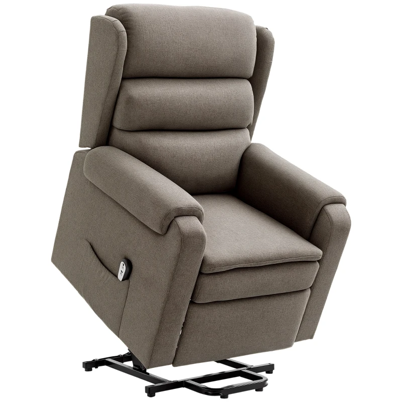 HOMCOM Lift Chair for Elderly, Power Chair Recliner with Footrest, Remote Control, Side Pockets for Living Room, Brown