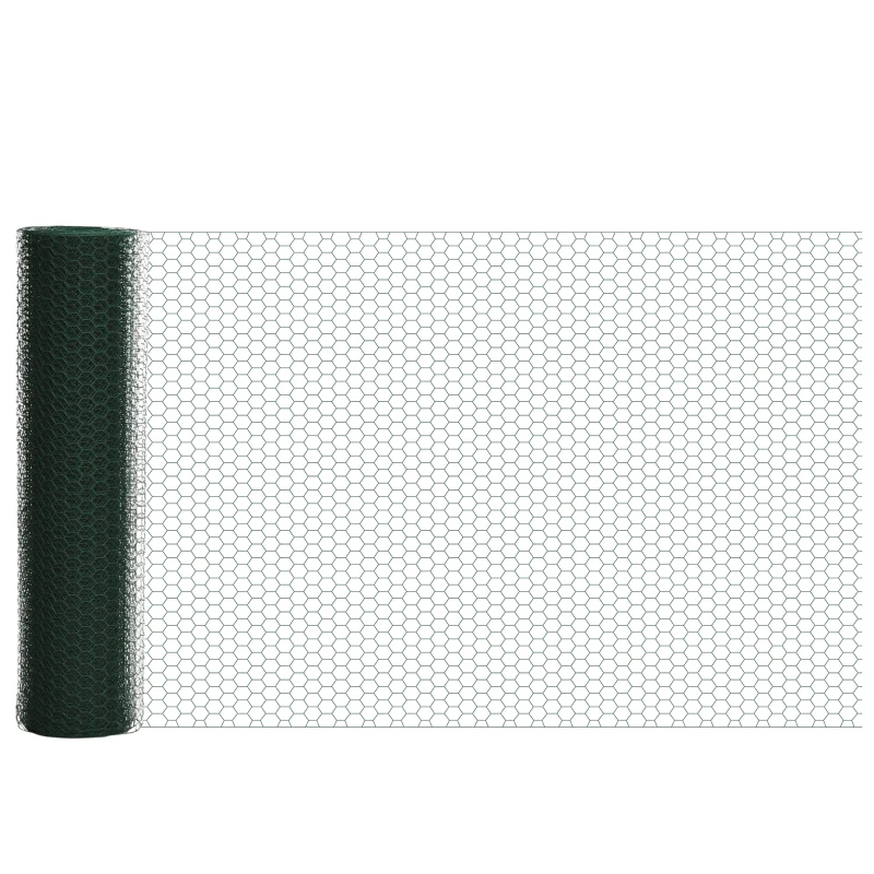 PawHut 39 in x 82 ft Chicken Wire Fence, Welded Wire Metal Roll Vegetables Garden Rabbit Fencing, Hexagonal Poultry Fence Wire, for Ducks, Gooses, Dark Green
