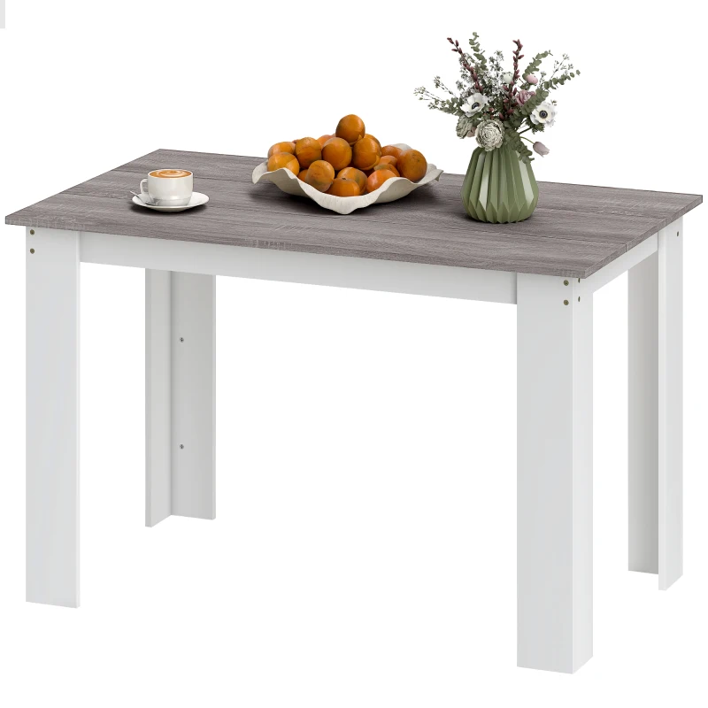 HOMCOM 47" Kitchen Table for 4-6 People, Dining Table with Wood Effect for Dining Room, Grey