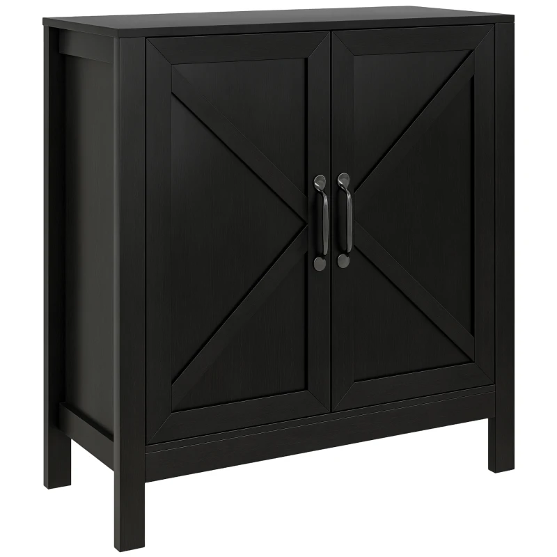 HOMCOM Sideboard Buffet, Kitchen Storage Cabinet with Barn Door and Adjustable Shelves, Storage Pantry, Black Oak