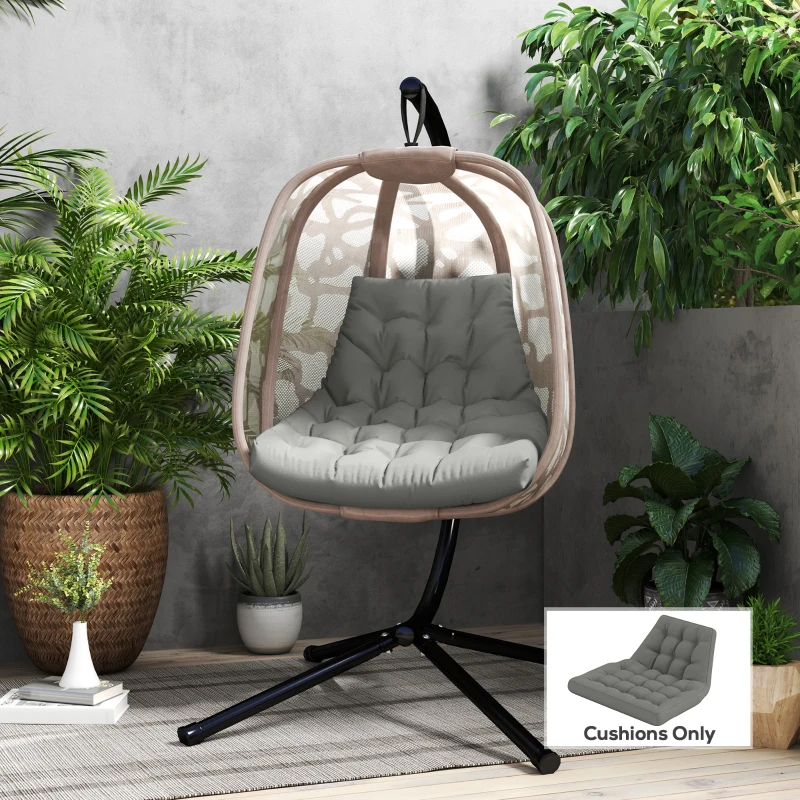 Outsunny Outdoor Swing Cushion, Tufted Patio Cushion Replacement for Garden Chair Egg Chair, Indoor Outdoor Seat Cushion, Grey