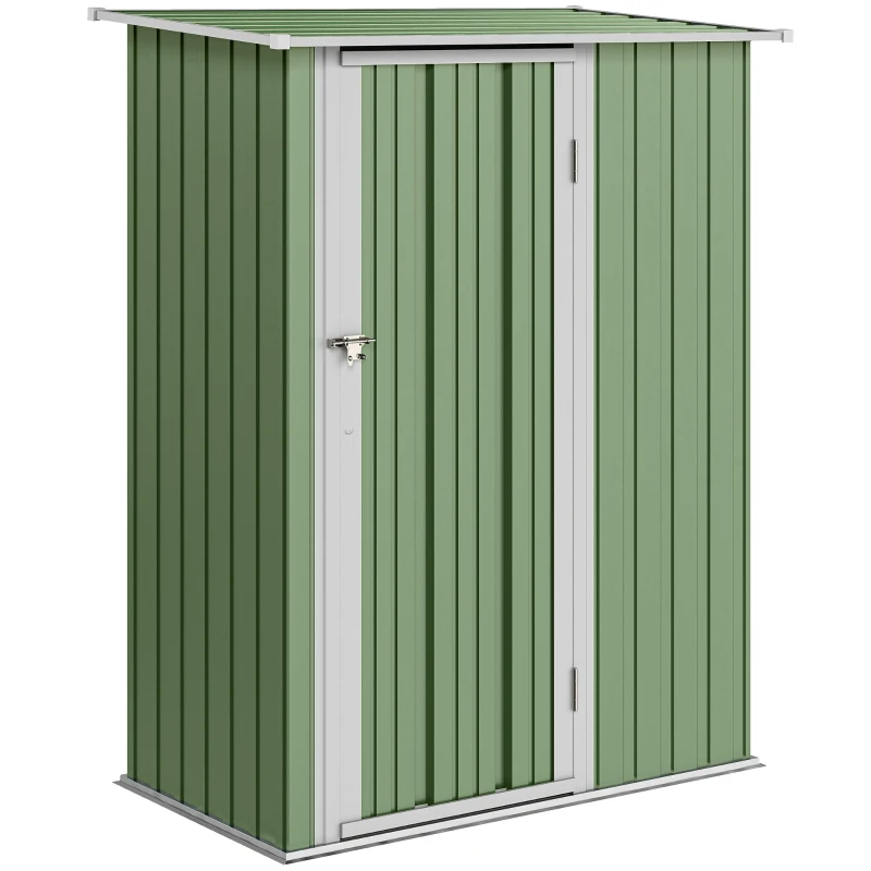 Outsunny 5 x 3ft Outdoor Storage Shed Metal Garden Shed Cabanon with Sloped Roof, Lockable Door for Tool, Light Green