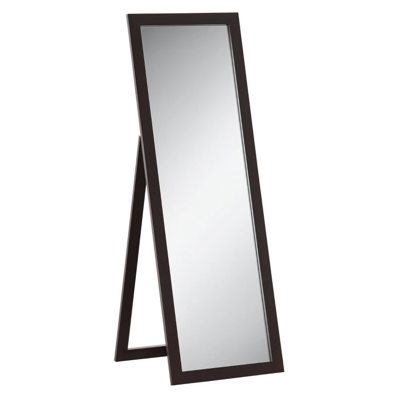 HOMCOM 58" x 20" Full Length Mirror with Frame, Floor Standing Mirror, Rectangular Full Body Mirror for Bedroom, Living Room, Brown