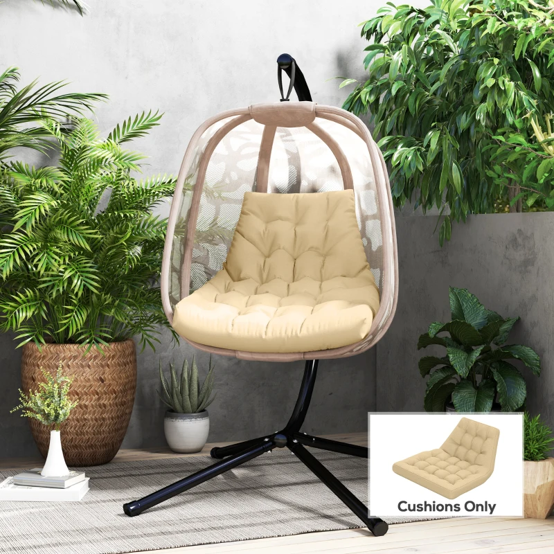Outsunny Outdoor Swing Cushion, Tufted Patio Cushion Replacement for Garden Chair Egg Chair, Indoor Outdoor Seat Cushion, Beige