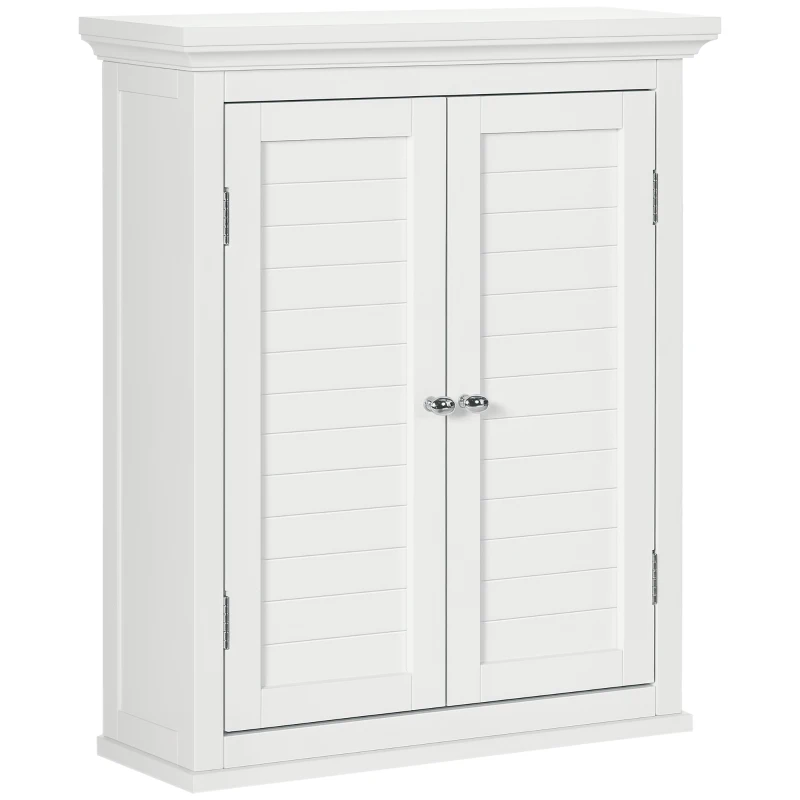 kleankin Over Toilet Storage Cabinet, Bathroom Wall Cabinet with Adjustable Shelf for Living Room and Entryway, White