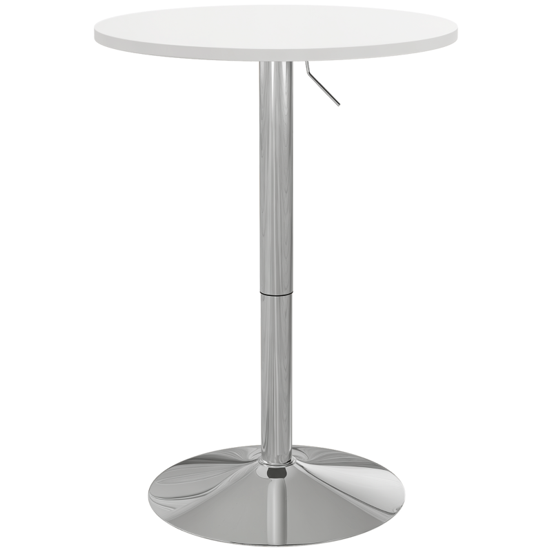 HOMCOM High Top Bar Table, Adjustable Round Kitchen Table with Swivel Top and Steel Base, Bistro Table for 2 People, White