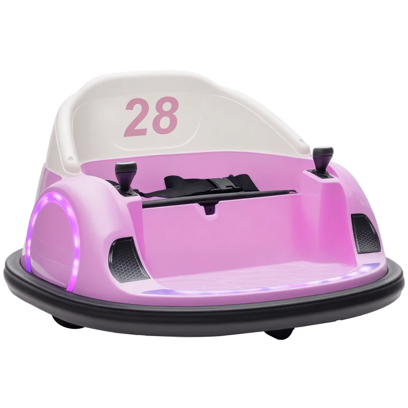 Qaba 12V Bumper Car for Toddlers, Ride On Car with 360 Degree Remote Control, Lights Music Horn, for 1.5-5 Years, Pink