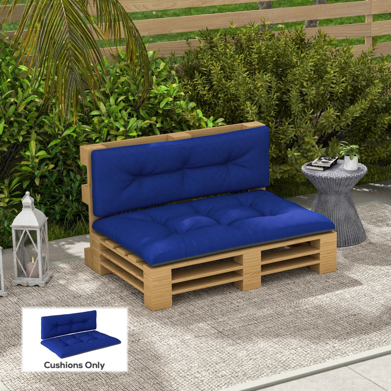 Outsunny 2 Seater Pallet Cushions Outdoor 3.9" Thick Replacement Cushions - Tufted Design for Garden, Patio, Navy Blue