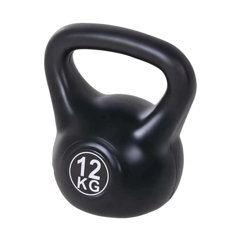 Soozier 26lb Fitness Kettlebell, Plastic Exercise Weight, Weightlifting Tools with Sand, Handle, Noise Reduction for Home, Gym