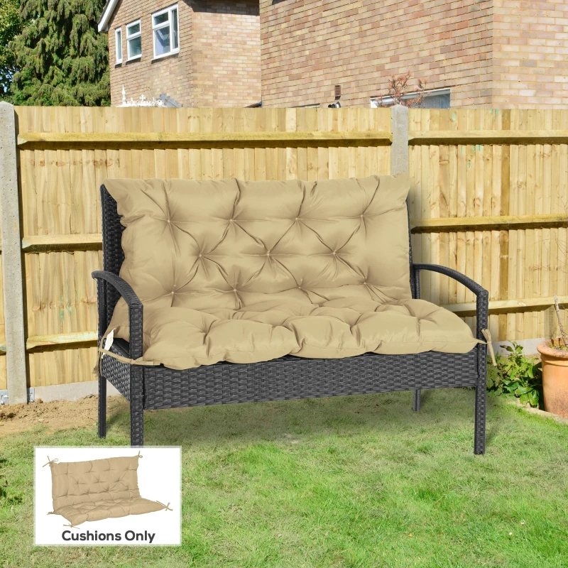 Outsunny 2-Seater Garden Bench Cushion Swing Chair Mat Replacement with Backrest, for Indoor and Outdoor, 39.4"x38.6", Khaki