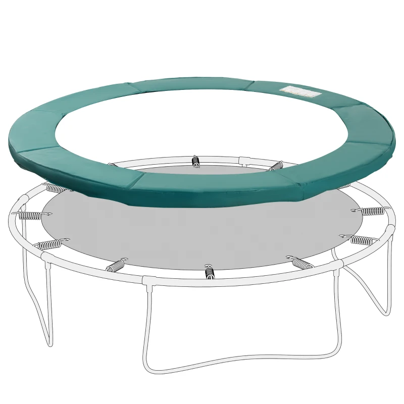 Soozier 14FT Trampoline Pad Replacement, Φ168" Spring Cover, Water-Resistant Universal Round Trampoline Safety Pad, No Holes for Pole, Green