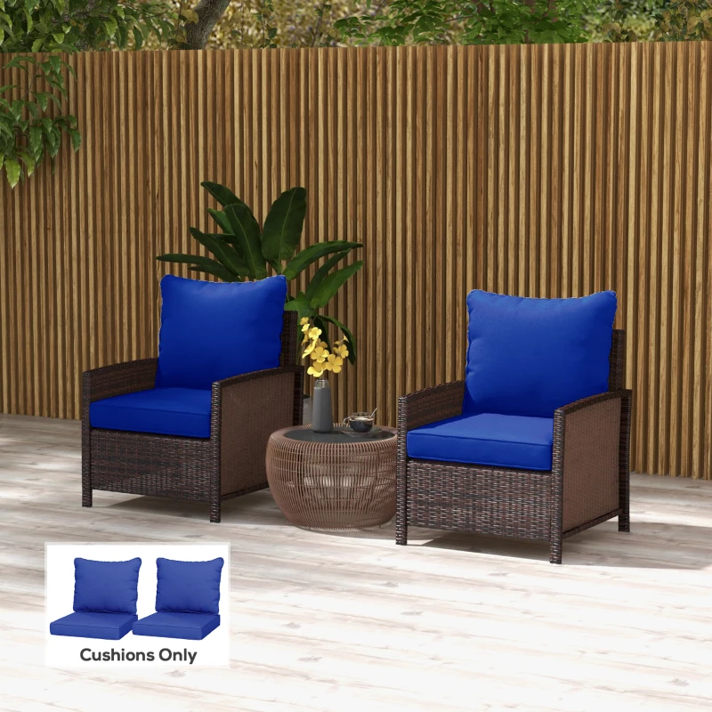 Outsunny 4-Piece Seat Cushion Pillows Replacement, Patio Chair Cushions Set with Back for Indoor Outdoor, Navy Blue
