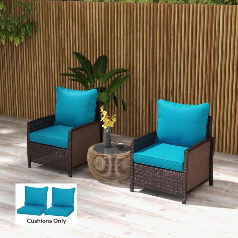 Outsunny 4-Piece Seat Cushion Pillows Replacement, Patio Chair Cushions Set with Back for Indoor Outdoor, Turquoise