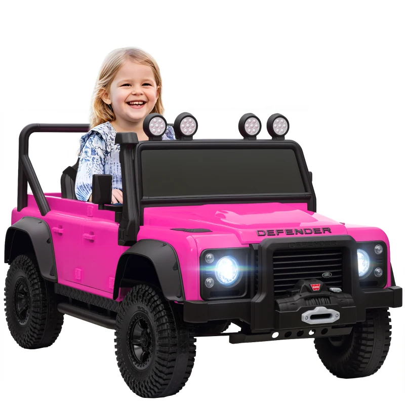 Qaba Land Rover Licensed Kids Ride on Truck with Remote Control, Spring Suspension, LED Lights, 3 Speed for Ages 3-5, Pink