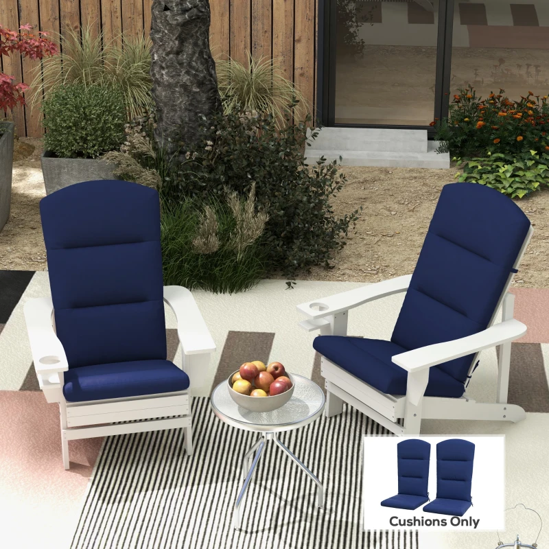 Outsunny Outdoor Chair Cushions for Adirondack Chair, Replacement Cushions with Ties, Seat & Back Cushion, Blue