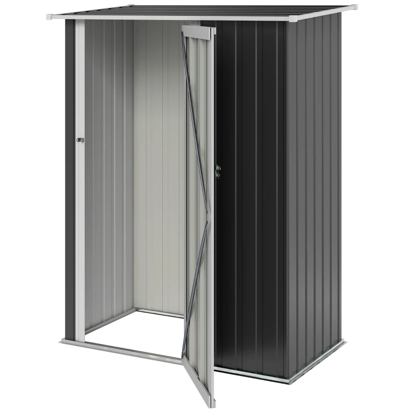Outsunny 4.7' x 3' Outdoor Storage Shed, Galvanized Metal Utility Garden Tool House, 2 Vents and Lockable Door for Backyard, Patio, Garage, Lawn, Gray