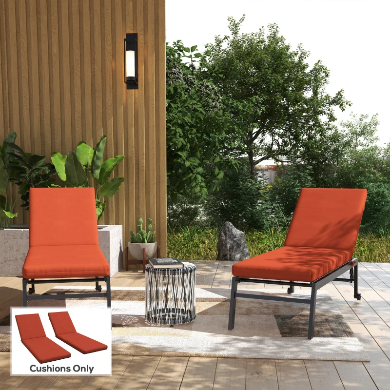 Outsunny 2-Piece Back and Seat Cushion Pillows Replacement, Patio Chair Cushions Set with Ties for Indoor Outdoor, Rust Red