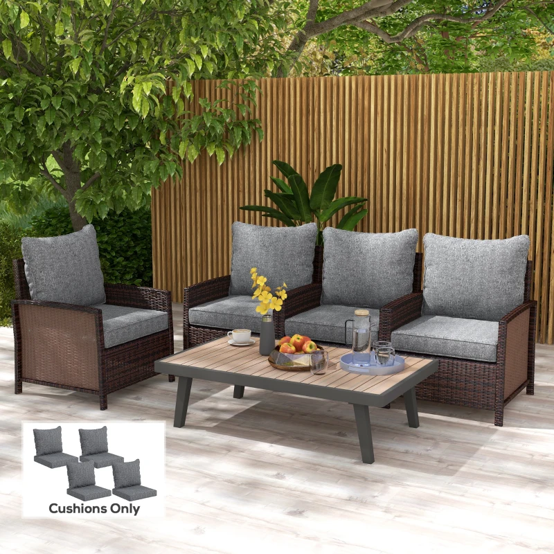 Outsunny 8 Patio Chair Cushions with Seat & Backrest, Fade Resistant Seat Replacement Cushion Set, Gray