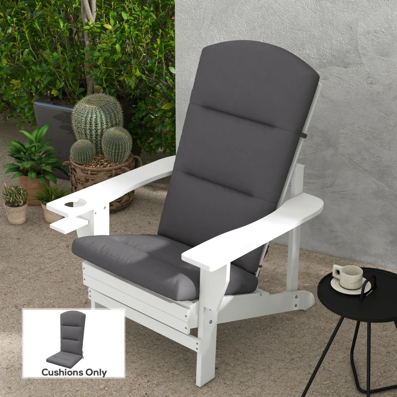 Outsunny Patio Chair Cushion for Adirondack Chairs Replacement Cushion with Back and Ties, Grey
