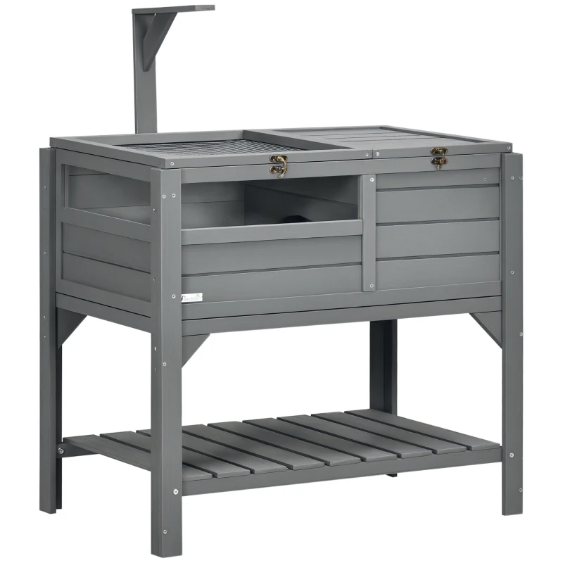 PawHut Tortoise Habitat with Shelf Storage Tortoise Gift Accessory with Weather Protection for Indoor, Gray