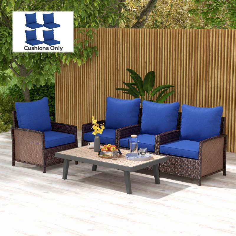 Outsunny 8 Patio Chair Cushions with Seat & Backrest, Fade Resistant Seat Replacement Cushion Set, Navy Blue
