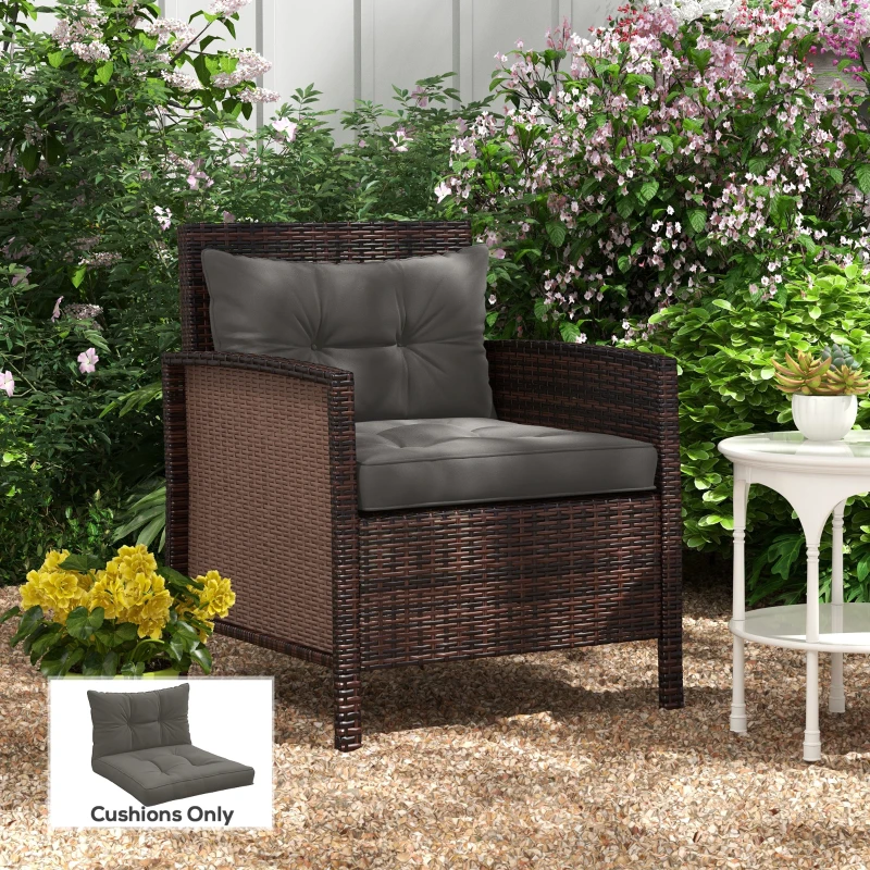 Outsunny 2-Piece Back and Seat Cushion Pillows Replacement, Button Tufted Patio Chair Cushions Set, Charcoal Grey