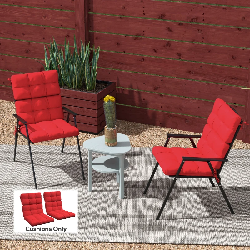 Outsunny 2-Piece Back Seat Cushion Replacement, Outdoor Patio Chair Cushions Set with Ties, Button Tufted, Red