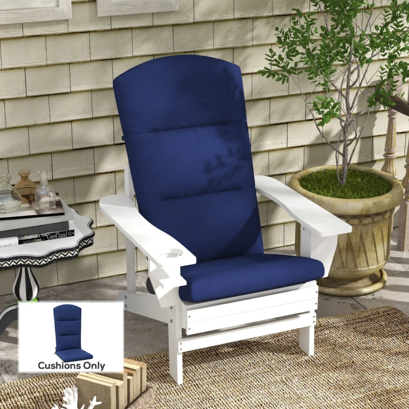 Outsunny Patio Chair Cushion for Adirondack Chairs Replacement Cushion with Back and Ties, Blue