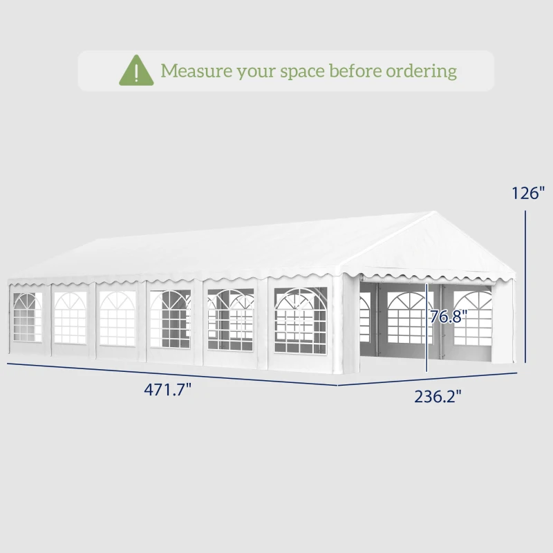Outsunny 20' x 40' Party Tent, Outdoor Canopy Tent with Removable Sidewalls, 12 Windows for Parties, Wedding, Events, BBQ, White