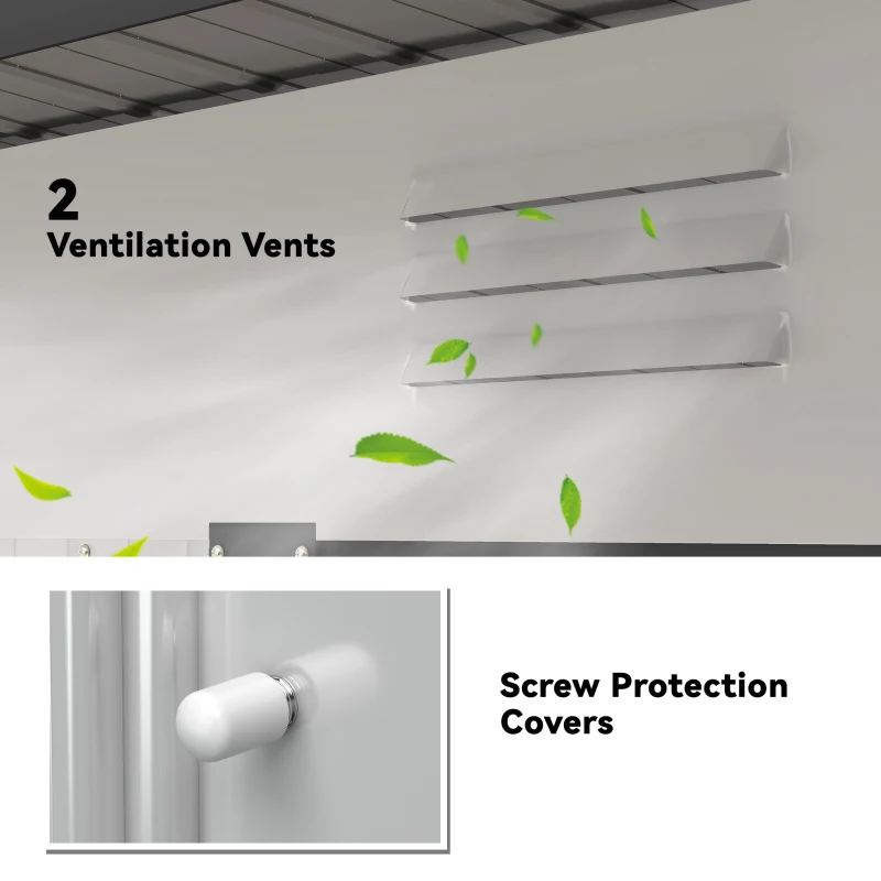 Outsunny 8' x 4' Metal Garden Shed, Backyard Tool Storage Shed with Dual Locking Doors, 2 Air Vents and Steel Frame, White