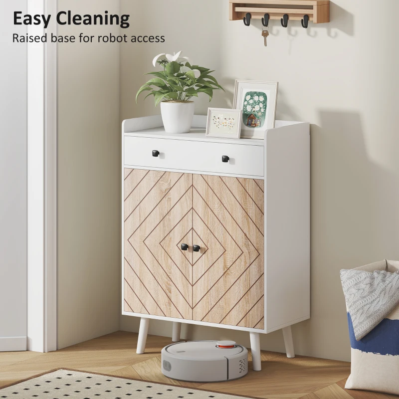 HOMCOM Shoe Cabinet for Entryway, Modern Shoe Storage Cabinet with Adjustable Shelves and Drawer for 12 Pairs, White