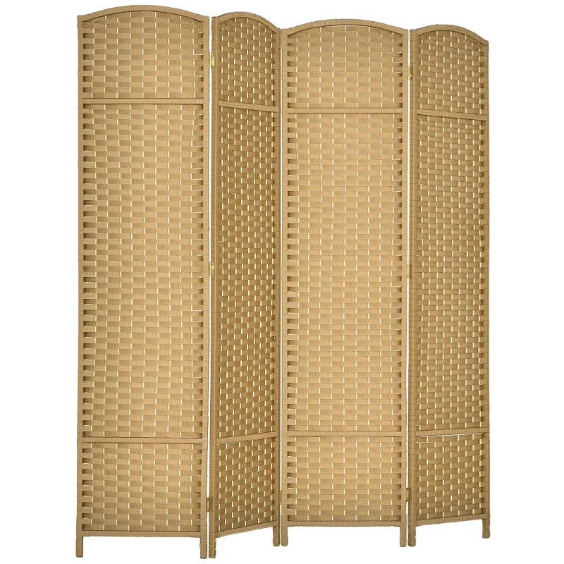 HOMCOM Folding Room Divider Screen 4 Panel 5.6 ' Tall Privacy Screen Freestanding Room Partition for Home Office, Nature Wood
