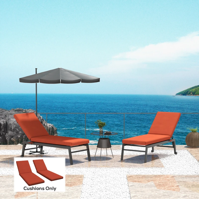 Outsunny 2-Piece Back and Seat Cushion Pillows Replacement, Patio Chair Cushions Set with Ties for Indoor Outdoor, Rust Red