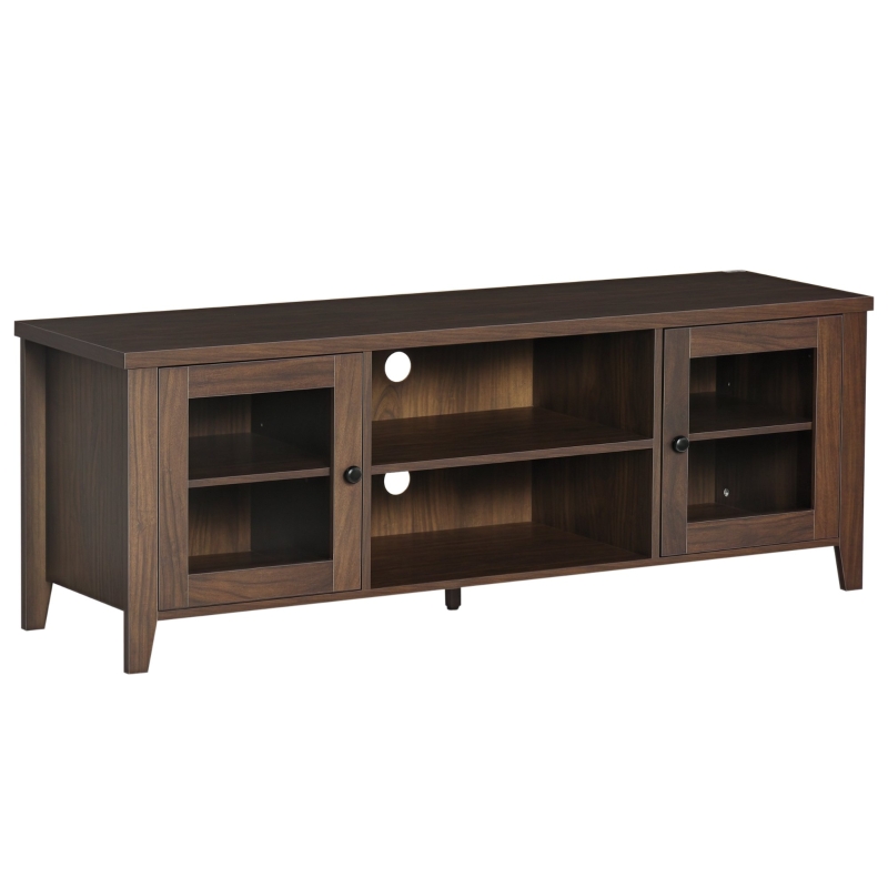 HOMCOM Modern TV Stand, Entertainment Center with Shelves and Cabinets for Flatscreen TVs up to 60" for Bedroom, Living Room, Coffee