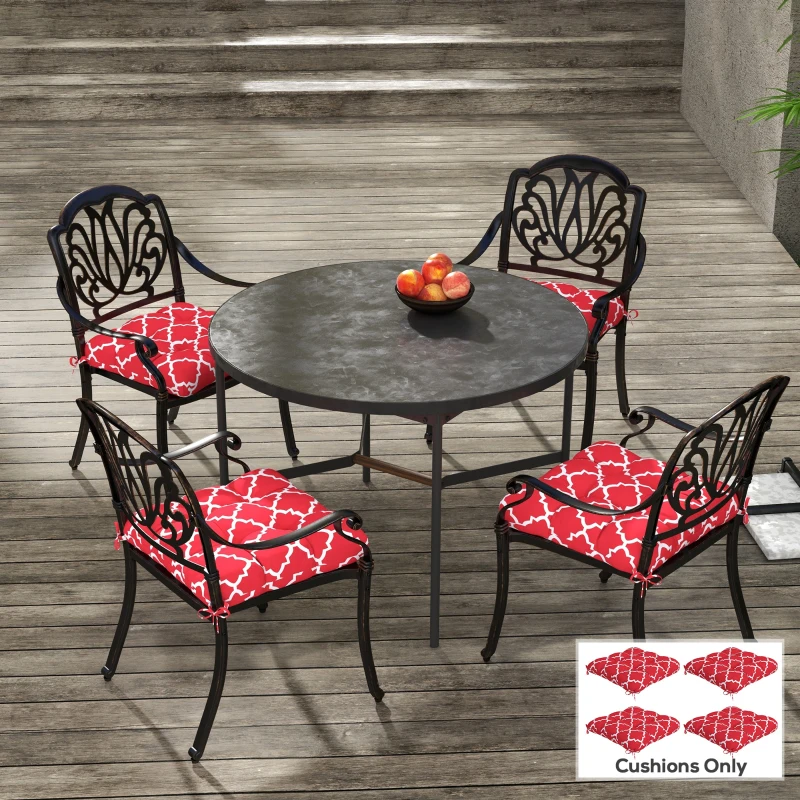 Outsunny 4-Piece Seat Cushion Pillows Replacement, Patio Chair Cushions Set with Ties for Indoor Outdoor