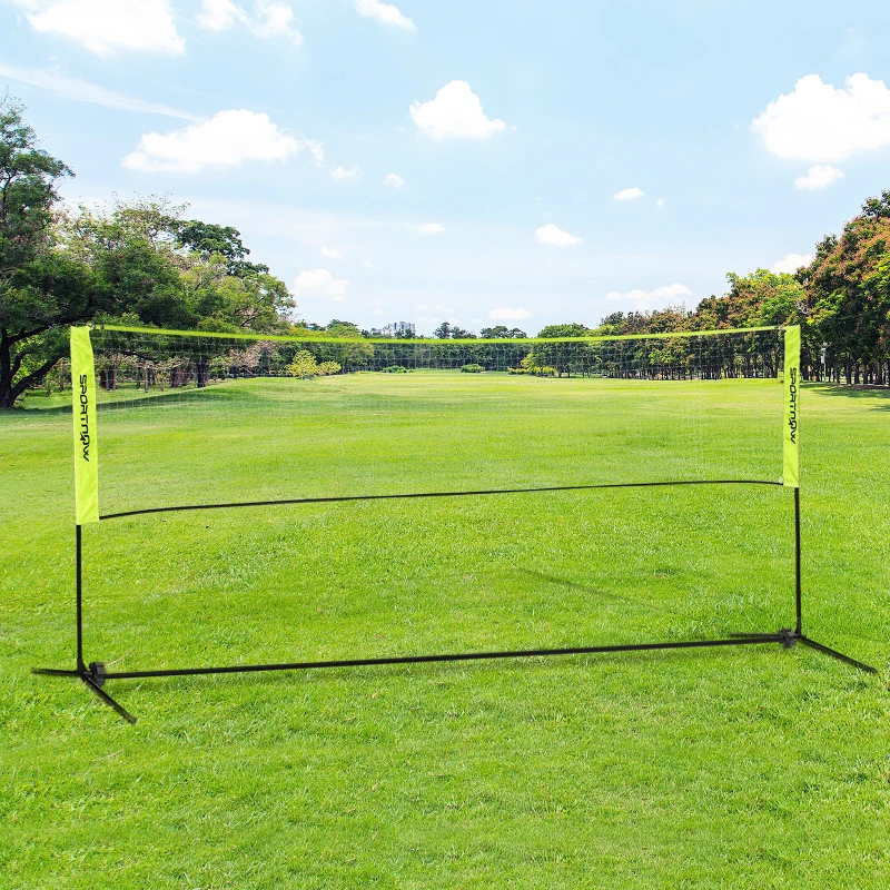 Soozier 14ft Badminton Net, Height Adjustable Outdoor Sports Net with Carry Bag, for Tennis, Pickleball and Volleyball, Yellow