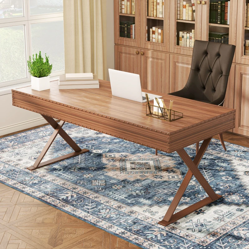 HOMCOM 5x7 Area Rug, Vintage Washable Rug, Non-Slip Floor Carpet for Living Room, Bedroom, Dining Room, Blue