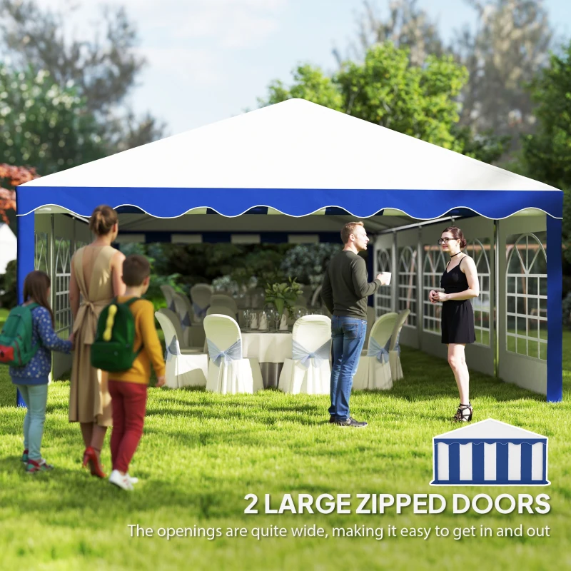Outsunny 16.5' x 33' Large Party Tent, Heavy Duty Outdoor Canopy Tent with Removable Sidewalls, 10 Windows, Blue