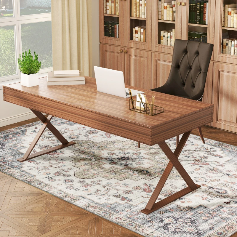 HOMCOM 4x6 Area Rug, Vintage Machine Washable Rug, Non-Slip Carpet for Living Room, Bedroom, Dining Room, Brown and Green