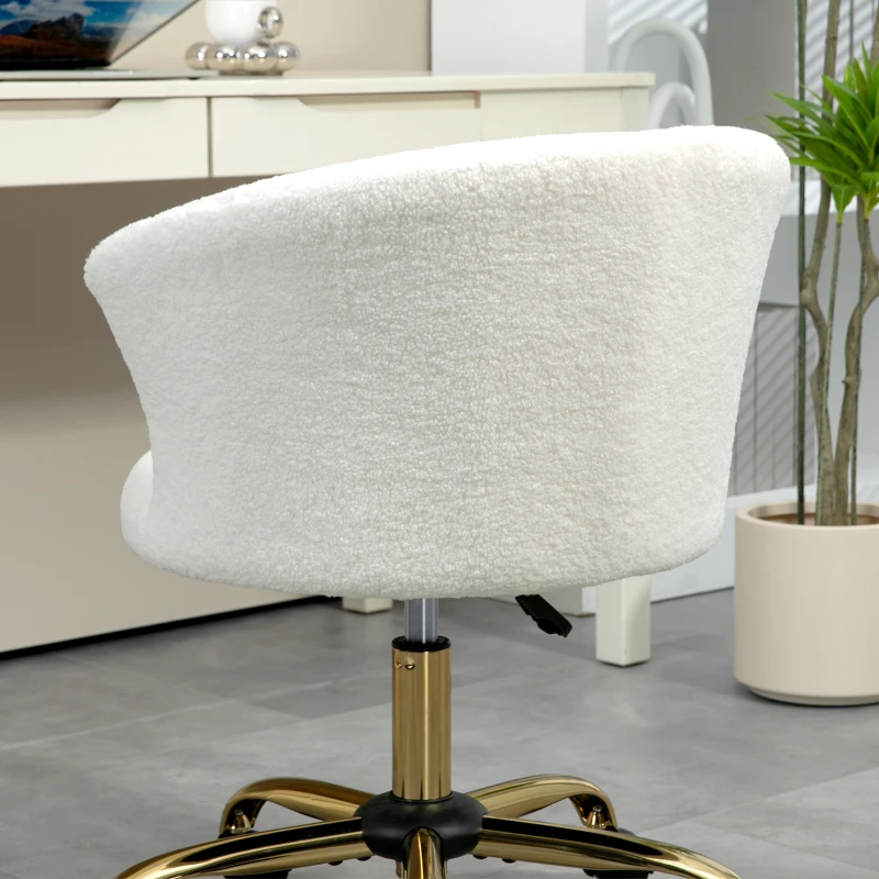 Vinsetto Armless Office Chair, Fluffy Computer Desk Chair with Adjustable Height, Swivel Wheels, Mid Back, Gold