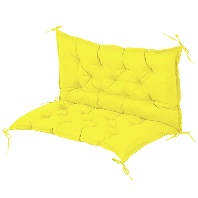 Outsunny Proch Swing Cushion, 40.5" x 40" x 4" Outdoor Bench Cushion with Backrest, 4" Thick Filling and String Ties, 2 Seater, Yellow