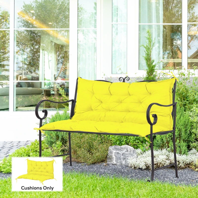 Outsunny Proch Swing Cushion, 40.5" x 40" x 4" Outdoor Bench Cushion with Backrest, 4" Thick Filling and String Ties, 2 Seater, Yellow