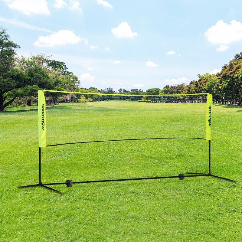 Soozier 10ft Badminton Net, Height Adjustable Outdoor Sports Net with Carry Bag, for Tennis, Pickleball and Volleyball, Yellow